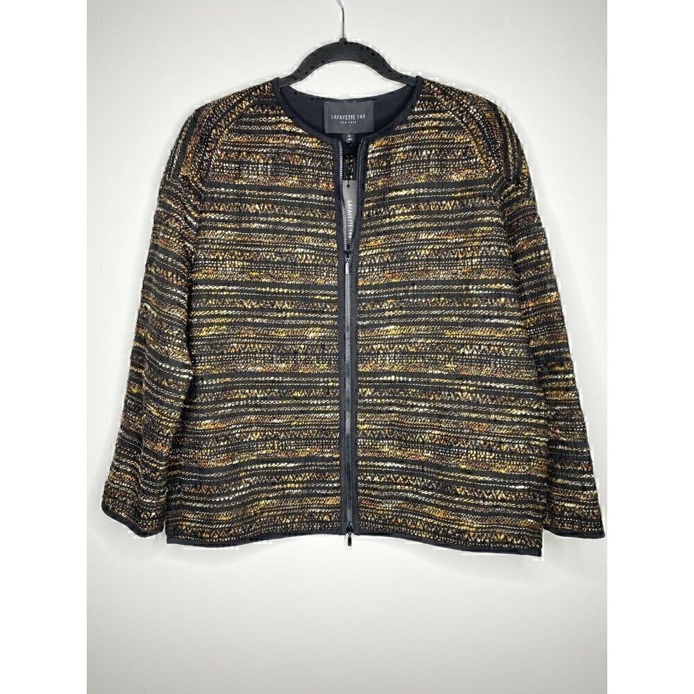 Lafayette 148 New York Jacket Size Medium Women's Pria Taverna Tweed Long Sleeve